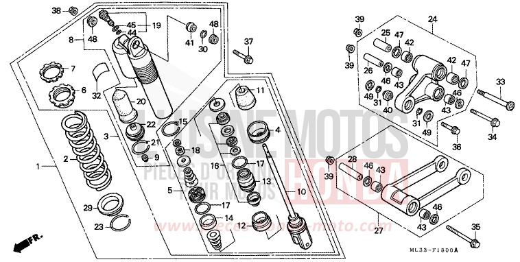 REAR CUSHION (CR500RL) for CR500R FLASH RED (R119) from 1990
