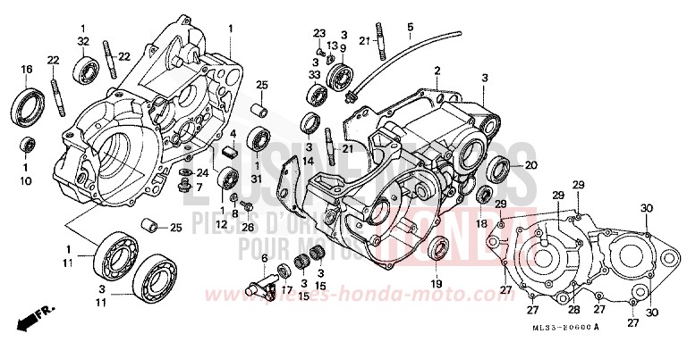 CRANKCASE for CR500R FLASH RED (R119) from 1991