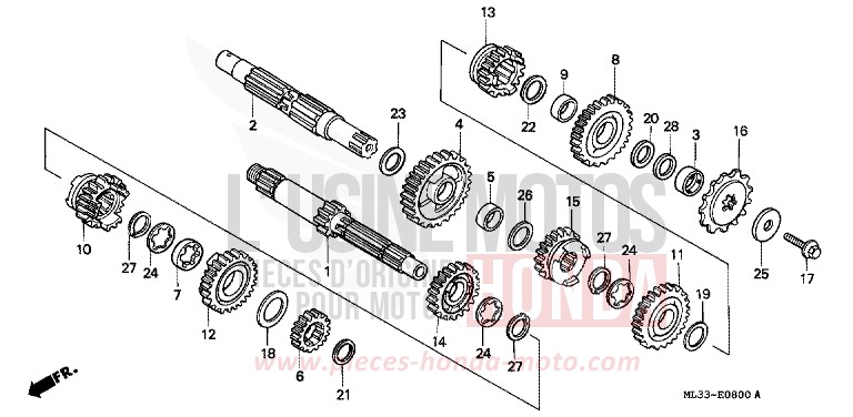 TRANSMISSION for CR500R NEUCLEAR RED (R177) from 1992