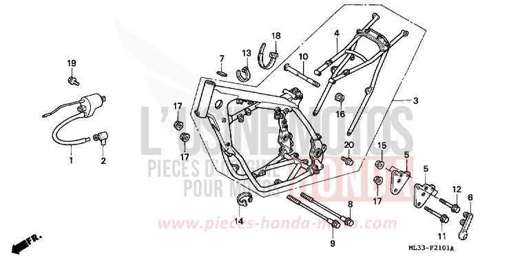 FRAME BODY (CR500RN/RP/RR/RS/RT/RV) for CR500R NEUCLEAR RED (R177) from 1992