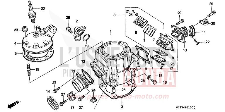 CYLINDER HEAD/CYLINDER for CR500R NEUCLEAR RED (R177) from 1993