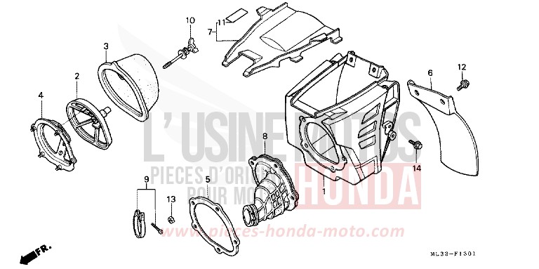 AIR CLEANER (CR500RM-) for CR500R NEUCLEAR RED (R177) from 1994