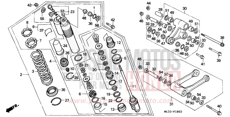 REAR CUSHION (CR500RR) for CR500R NEUCLEAR RED (R177) from 1994