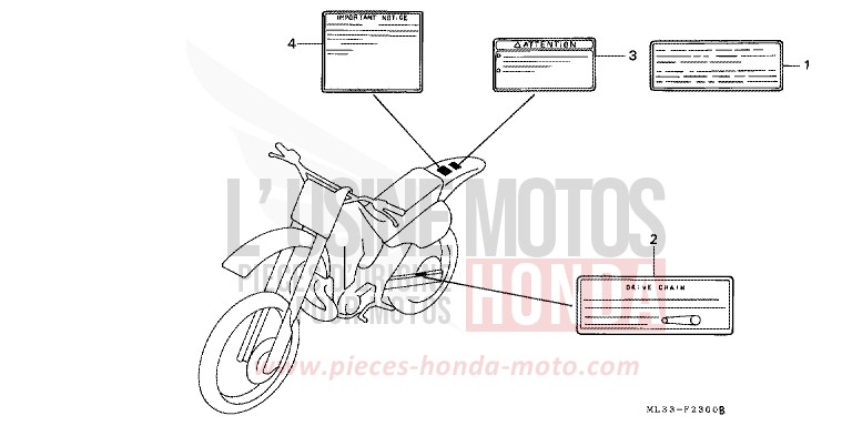 ETICHETTA DI AVVERTIMENTO per CR500R NEUCLEAR RED (R177) del 1995