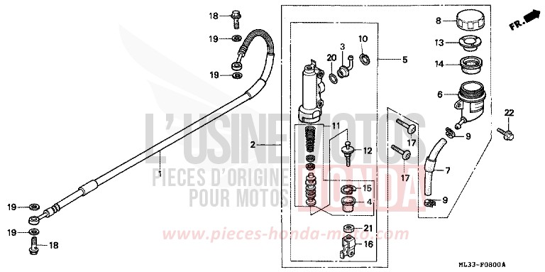 REAR BRAKE MASTER CYLINDER for CR500R NEUCLEAR RED (R177) from 1996