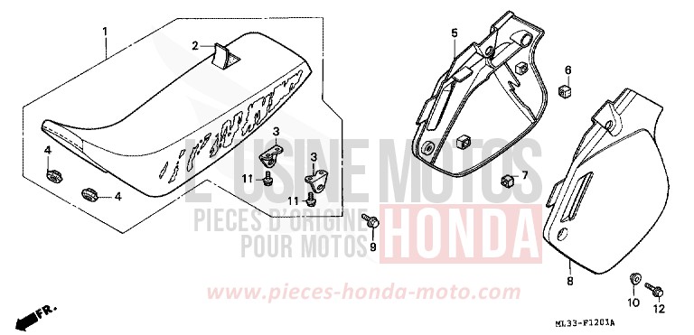 SEAT/SIDE COVER (CR500RM-) for CR500R NEUCLEAR RED (R177) from 1996
