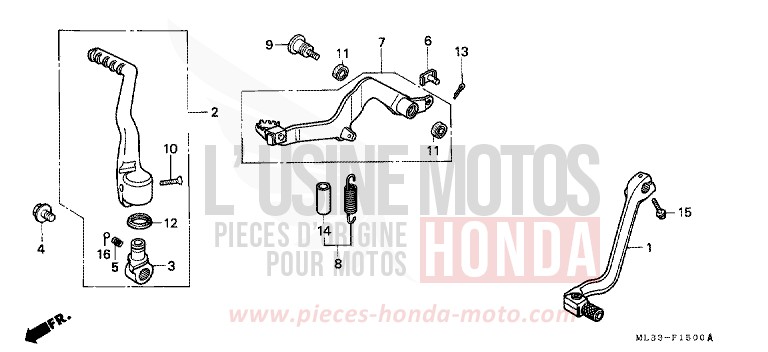 CHANGE PEDAL/BRAKE PEDAL/KICK STARTER ARM for CR500R NEUCLEAR RED (R177) from 1996