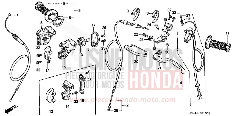 HANDLE LEVER/SWITCH/CABLE for CR500R NEUCLEAR RED (R177) from 1997