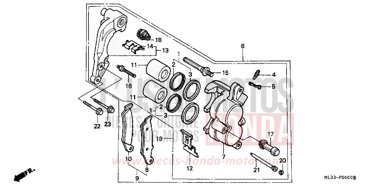 FRONT BRAKE CALIPER for CR500R NEUCLEAR RED (R177) from 1997
