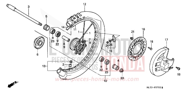 FRONT WHEEL (CR500RS/RT/RV) for CR500R NEUCLEAR RED (R177) from 1997