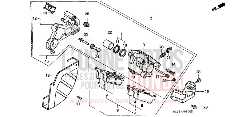 REAR BRAKE CALIPER for CR500R NEUCLEAR RED (R177) from 1997