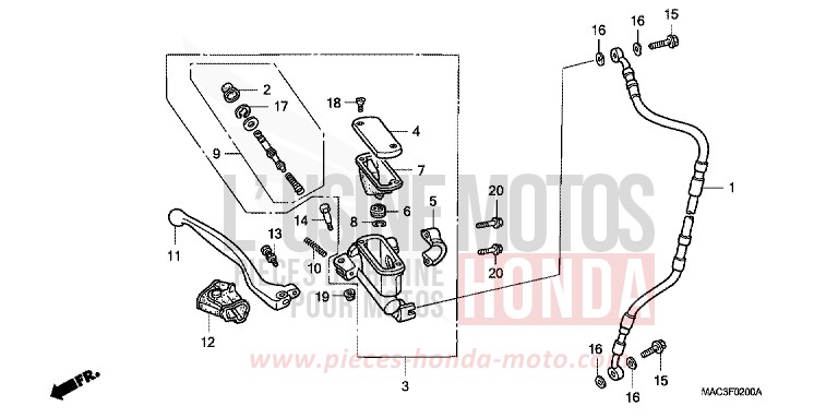 FR. BRAKE MASTER CYLINDER for CR500R NEUCLEAR RED (R177) from 1998