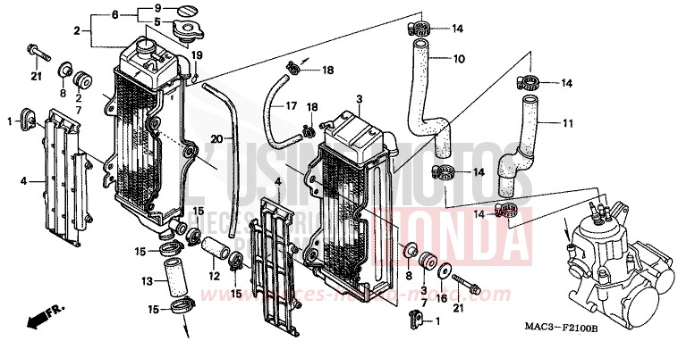 RADIATOR for CR500R NEUCLEAR RED (R177) from 1998