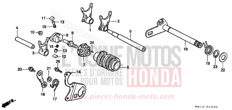 GEARSHIFT DRUM for CR500R NEUCLEAR RED (R177) from 1999