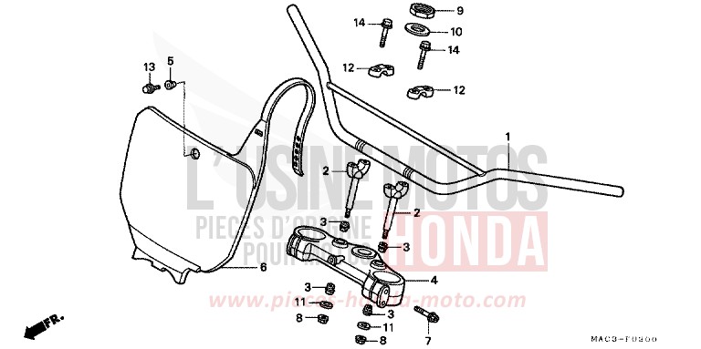 HANDLE PIPE/TOP BRIDGE for CR500R NEUCLEAR RED (R177) from 1999