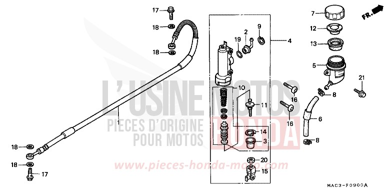 REAR BRAKE MASTER CYLINDER for CR500R NEUCLEAR RED (R177) from 1999