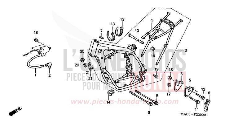 FRAME BODY for CR500R NEUCLEAR RED (R177) from 1999