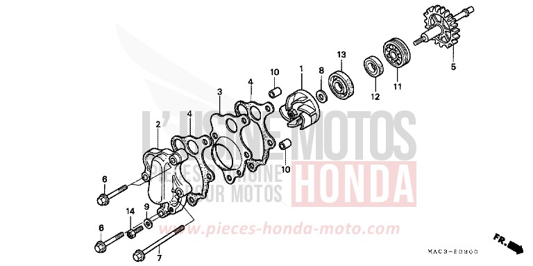 WATER PUMP for CR500R EXPLOSION RED (R254) from 2000