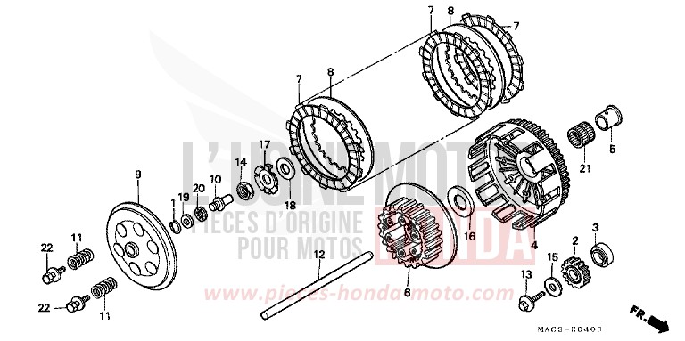 CLUTCH for CR500R EXPLOSION RED (R254) from 2000