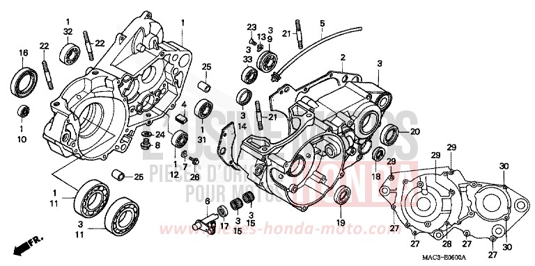 CRANKCASE for CR500R EXPLOSION RED (R254) from 2000