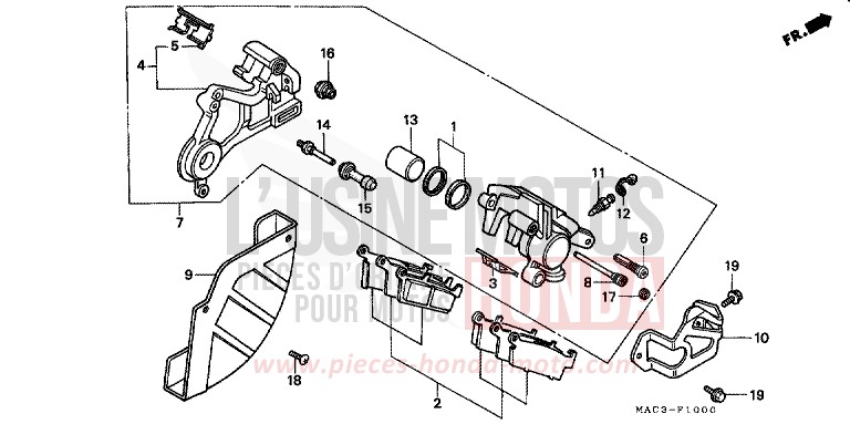 REAR BRAKE CALIPER for CR500R EXPLOSION RED (R254) from 2000