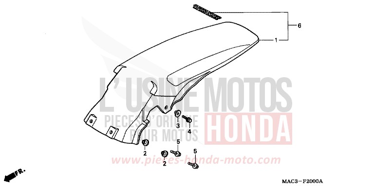 REAR FENDER for CR500R EXPLOSION RED (R254) from 2000