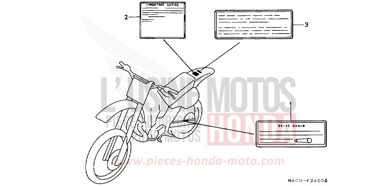 ETICHETTA DI AVVERTIMENTO per CR500R EXPLOSION RED (R254) del 2000