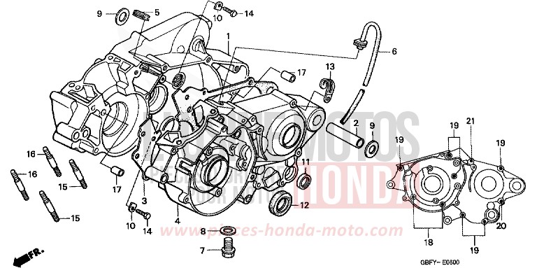 CRANKCASE for CR80R EXPLOSION RED (R254) from 2001