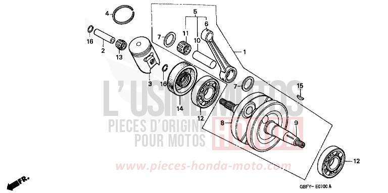 CRANKSHAFT/PISTON for CR80R EXPLOSION RED (R254) from 2001