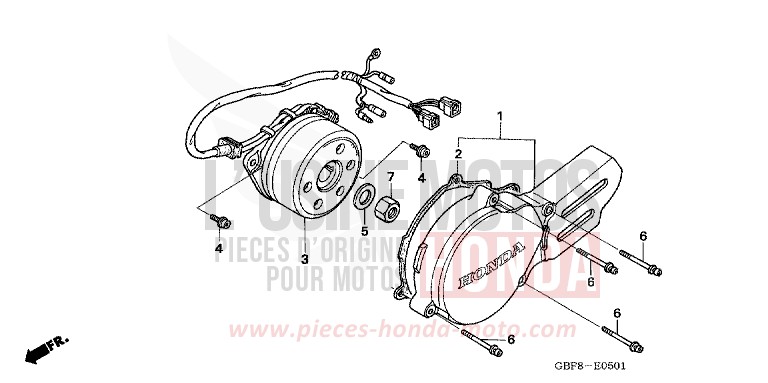 LEFT CRANKCASE COVER (CR85R5,6/RB5,6) for CR85R EXTREME RED (R292) from 2006