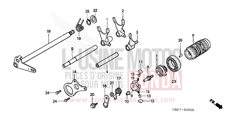GEARSHIFT DRUM for CR85R EXTREME RED (R292) from 2006