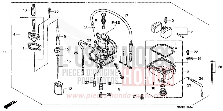 CARBURETOR (CR85R5,6/RB5,6) for CR85R EXTREME RED (R292) from 2006