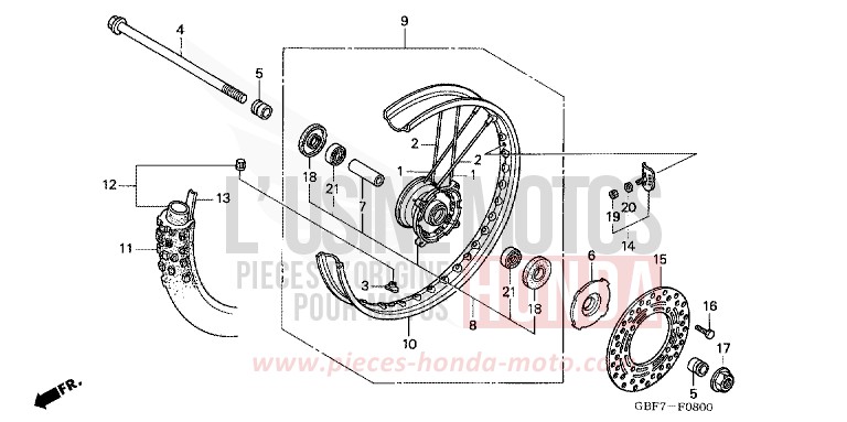 FRONT WHEEL for CR85R EXTREME RED (R292) from 2006