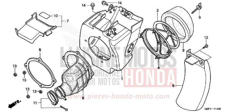 AIR CLEANER for CR80R EXPLOSION RED (R254) from 2001