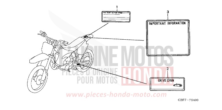 CAUTION LABEL for CR85R EXTREME RED (R292) from 2006