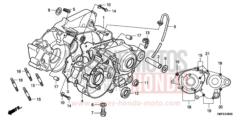 CRANKCASE for CR85R EXTREME RED (R292) from 2007