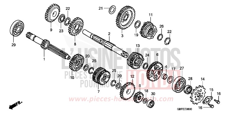 TRANSMISSION for CR85R EXTREME RED (R292) from 2007