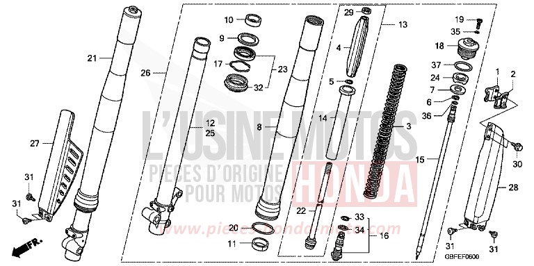 FRONT FORK for CR85R EXTREME RED (R292) from 2007