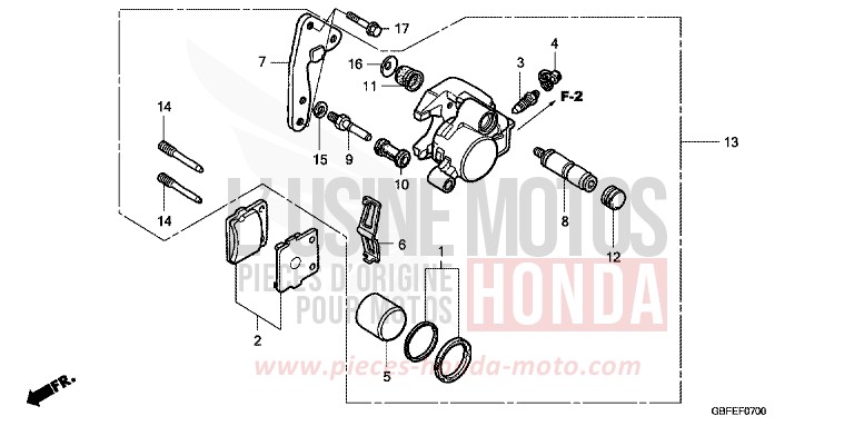 FRONT BRAKE CALIPER for CR85R EXTREME RED (R292) from 2007