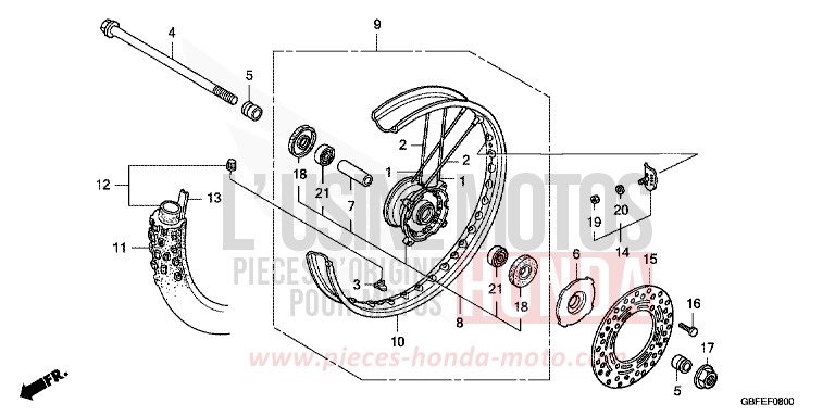 FRONT WHEEL for CR85R EXTREME RED (R292) from 2007