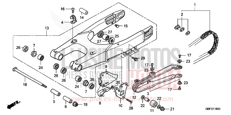 SWINGARM for CR85R EXTREME RED (R292) from 2007