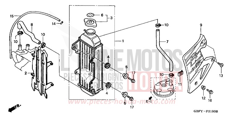 RADIATOR for CR80R EXPLOSION RED (R254) from 2002