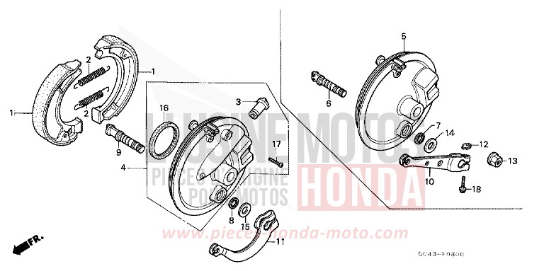 FRONT BRAKE PANEL (RF/R2F/R2G) for CR80R2 FLASH RED (R119) from 1985