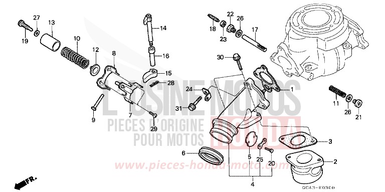 EXHAUST MANIFOLD for CR80R FLASH RED (R119) from 1985