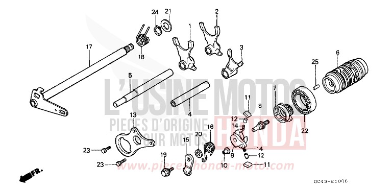 SHIFT DRUM/SHIFT FORK for CR80R2 FLASH RED (R119) from 1986