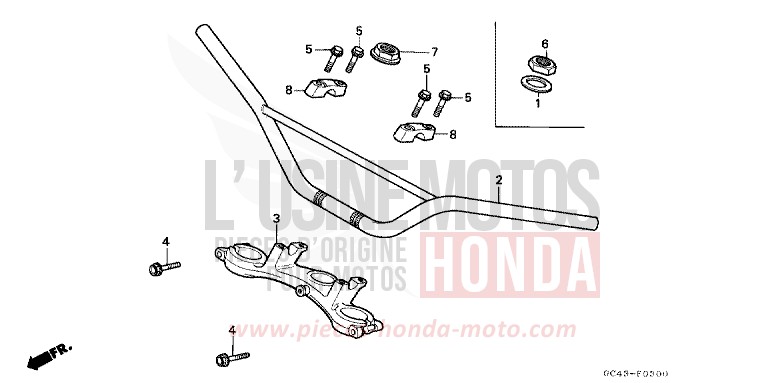 HANDLE PIPE/TOP BRIDGE for CR80R FLASH RED (R119) from 1985