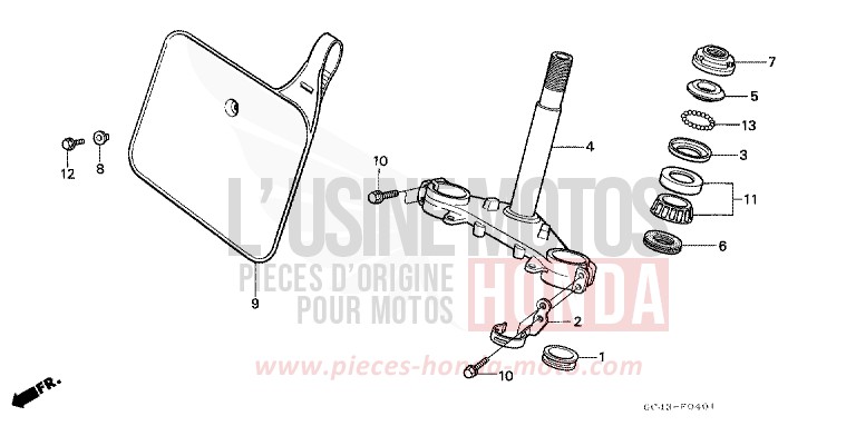 STEERING STEM (R2F/R2G) for CR80R2 FLASH RED (R119) from 1986