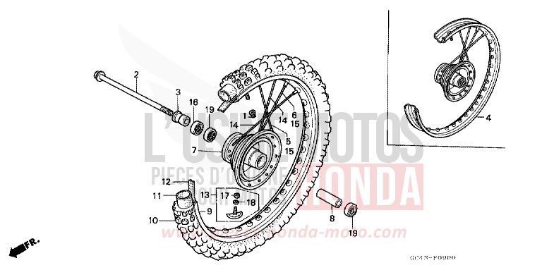 FRONT WHEEL (RF/R2F/R2G) for CR80R2 FLASH RED (R119) from 1986