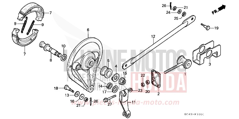 REAR BRAKE PANEL (R2F/R2G) for CR80R2 FLASH RED (R119) from 1986