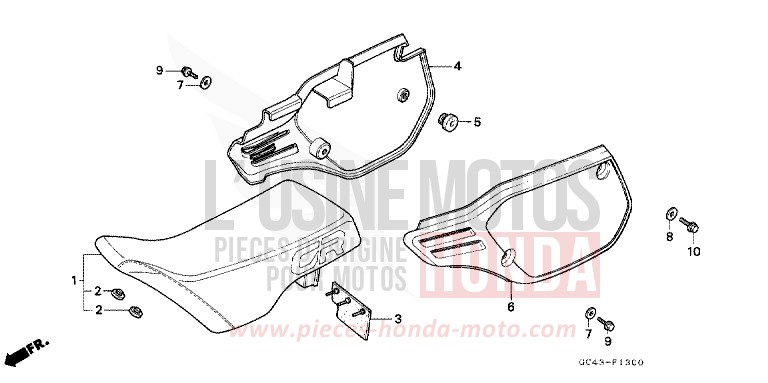 SEAT/SIDE COVER (RF/R2F/R2G/RH) for CR80R2 FLASH RED (R119) from 1986